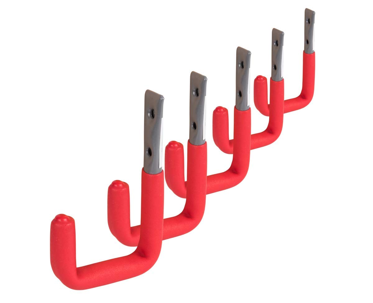 GAH-Alberts 802158 Wall Hook Angled Diameter 12 mm Grey with Red Rubber Coating, 5 pieces