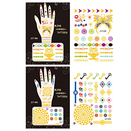 AllyDrew Metallic Body Art Hand Tattoos, Spunky Love