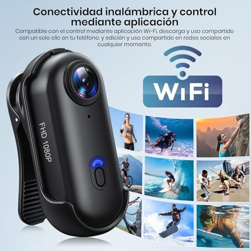 Sicilaien Cámara de Acción 360°, Mini Cámara Corporal POV, Subacuática 30m, WiFi, Gran Angular 120°, +10 Accesorios para Ciclismo, Viajes, Mascotas, Caminatas, Deportes + Tarjeta 64GB