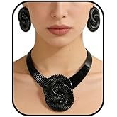 Tazimo Chunky Statement Jewelry Sets for Women Helix Earrings Irregular Spiral Necklaces Adjustable Metal Choker Necklace Jewelry Sets for Women