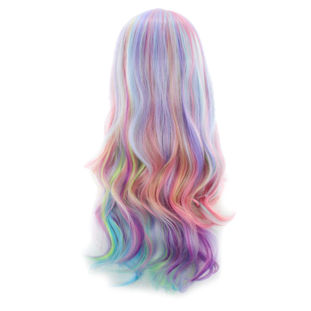 Inkach Clearance Sale Long Wavy Wig Womens Rainbow Curly Synthetic Wig Fiber Cosplay Party Full Hair Wig Multicolor Amazon Com Grocery Gourmet Food