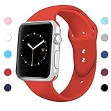 iGK Sport Band Compatible with iWatch 38mm, Soft Silicone Sport Strap Replacement Bands for iWatch Series 3, Series 2, Series 1 38mm Orange Red Small