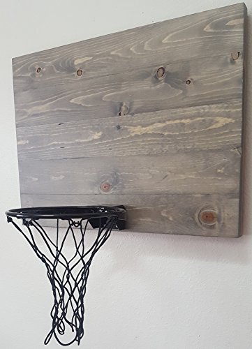 Weathered Grey Wood Basketball Hoop. Wall Mounted Indoor Basketball Hoop
