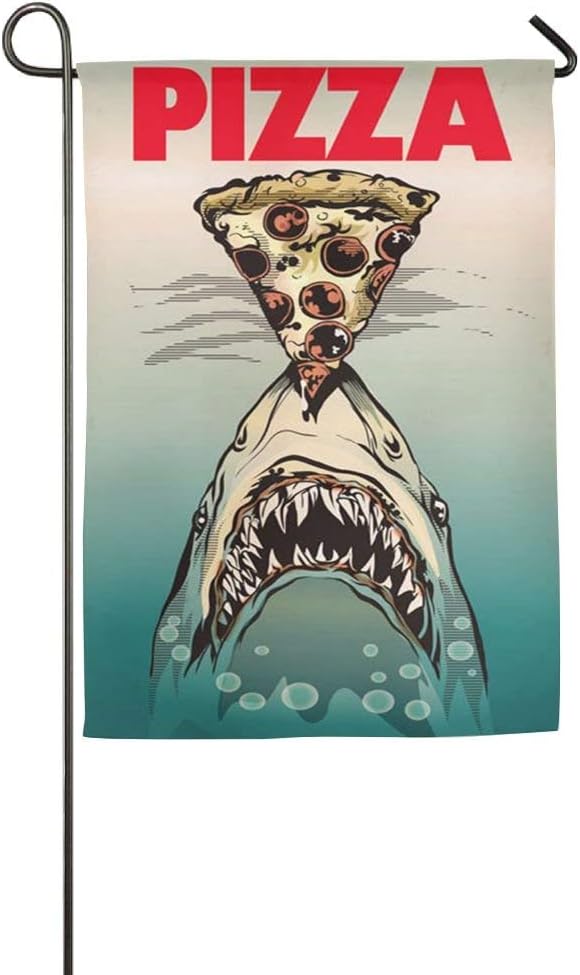 AnleyGardeflagsU Pizza Shark Home Indoor Outdoor Garden Flag Decorative Yard Flag Party