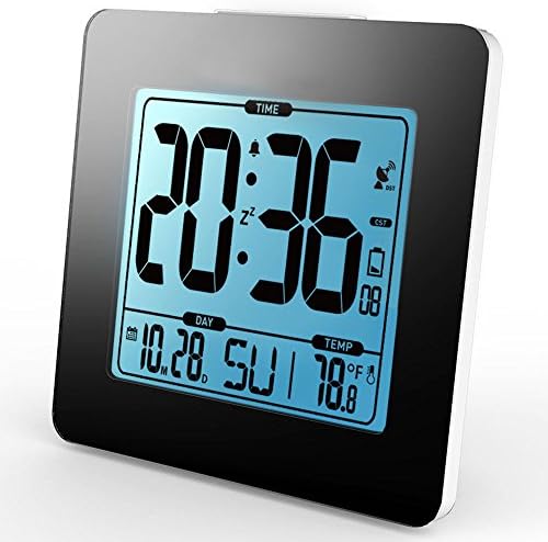 Digital Alarm Clock, Large LCD Display Temperature Alarm clock Display Nightlight and Snooze Smart Blue Backlight Digital clock