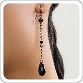 Gothic Blood Drop Teardrop Red Water Drop Earrings - Black Beaded Dangle Punk Style Y2K Halloween Gothic Jewelry for Women