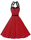 Dressystar Vintage Polka Dot Retro Cocktail Prom Dresses 50's 60's Rockabilly Bandage Red Black Dot XL