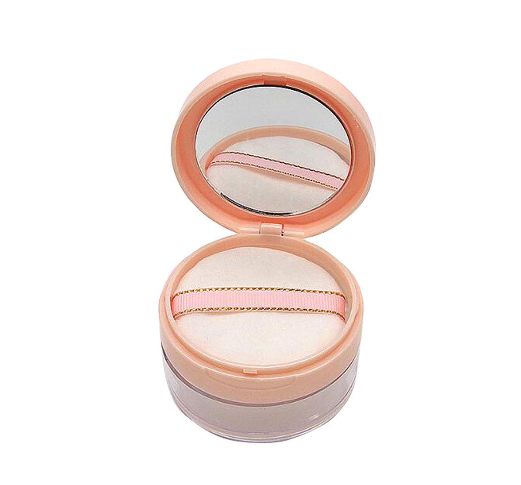 20ml 0.67oz Empty Refillable Portable DIY Make up Loose Powder Case Container with Sponge Powder Puff Mirror and Sifter Foundation Cosmetic Jars Box (Pink)