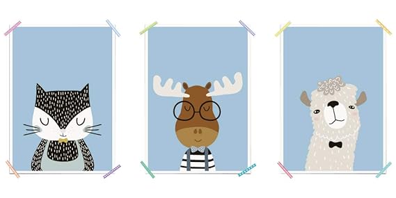 myprinti® 3er Set Kinderzimmer Poster Babyzimmer Bilder | Junge Baby | Wanddeko Bildergalerie Deko | Größe DIN A5 | Katze, El