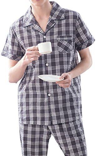 Nicelly Mens Stitching V Neck Cotton Loose Stretch Pajama Set Top 6 XL