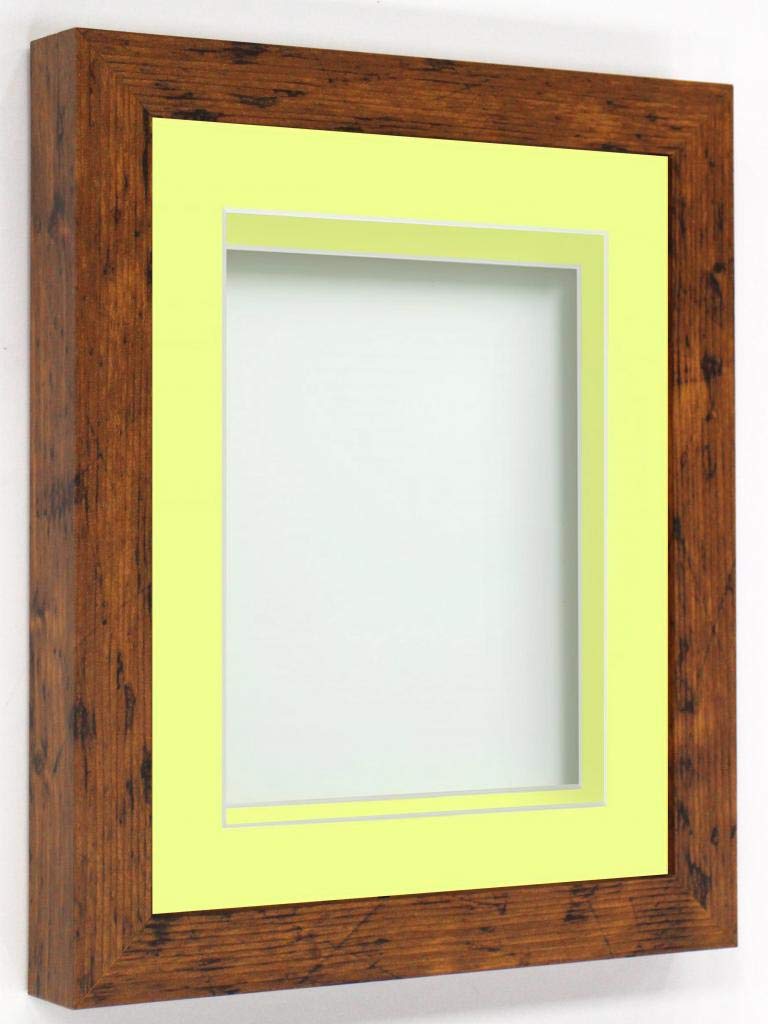 Rickman Box Frame Rustic with Lemon Bon Bon Mount, 9x7 for 7x5 inch