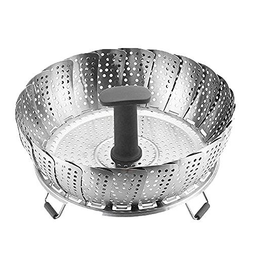 Vegetable Steamer Basket, Alotpower Foldable Stainless Steel Steamer Basket Folding Steamers for Fish Veggie Seafood with Extendable Handle for Various Size Instant Pot Pressure Cooker (7" to 11") - Thumbnail 6