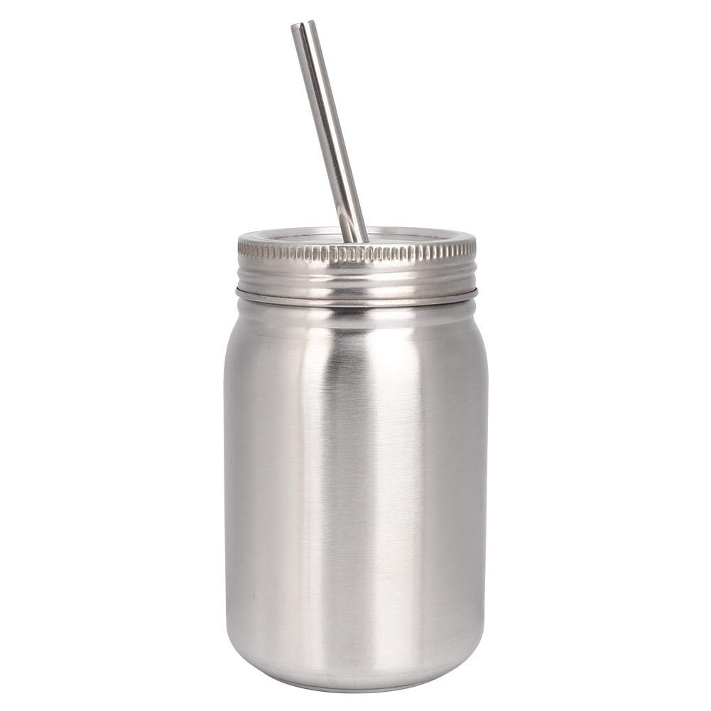 Fdit 700m Stainless Steel Travel Mug Water Bottle Coffee Cup with Lid Straw for Ice Drink, Hot Beverage Great for Kid Toddler