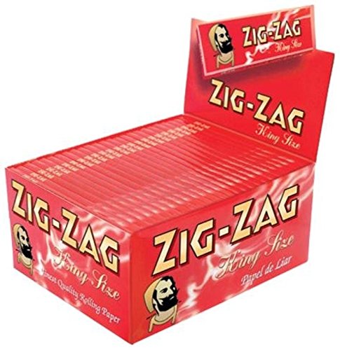 Zig Zag Green/Blue Slim/Red/Silver Slim/Unbleached Brown King Size Rolling Papers by Trendz (Red, 50 Booklets)