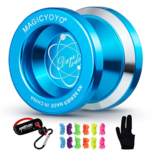 MAGICYOYO N8 Unresponsive Yoyo, Dare to Do Professional Yoyo Aluminum Metal Yoyo Spin Yoyo for Kids Advanced Yoyo Players + Yoyo Glove + Yoyo Holster + 6 Yoyo Strings