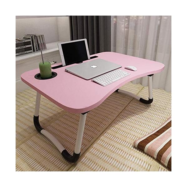 VLikeze Laptop Bed Table, Foldable Portable Lap Standing Desk with Cup Slot, Notebook Stand Breakfast Bed Tray Book…