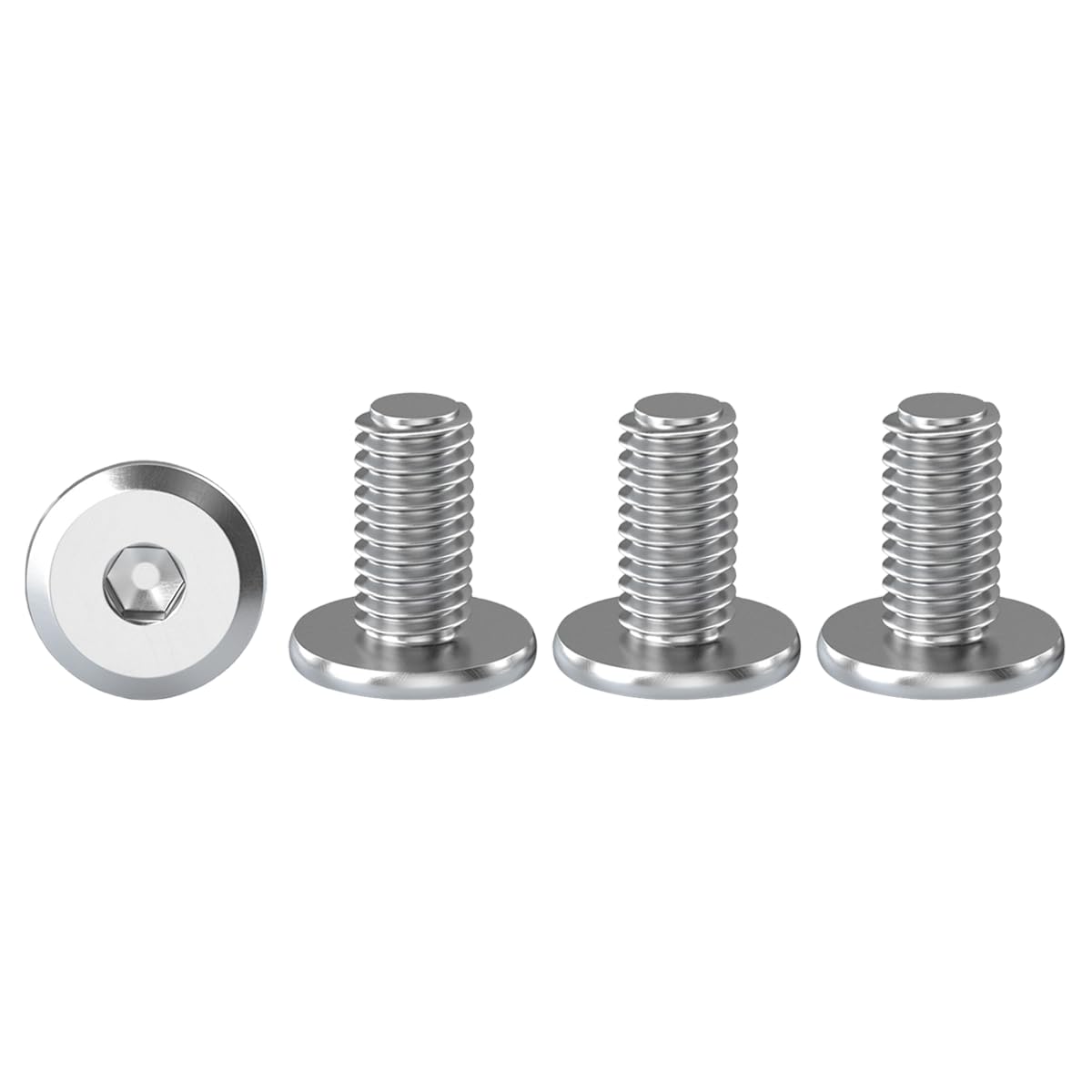 Drenky M4 Bolts, Flat Head Furniture Screw M4 X 12mm Flat Hex Bolt 304 Stainless Steel Bolts Fully Thread Machine Screws Bolts for Bed & Wood Furniture, Pack of 20