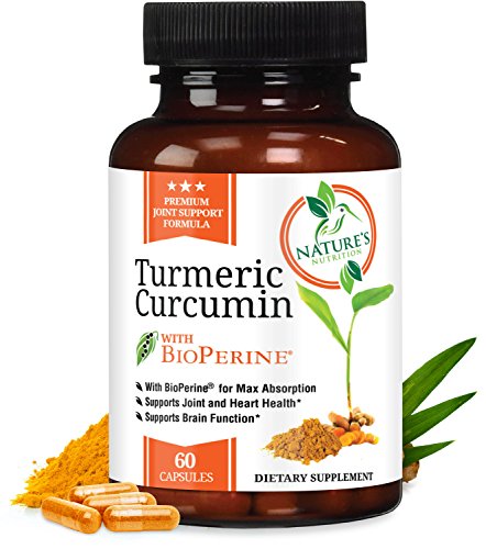 Turmeric Curcumin Max Potency 95% Curcuminoids 1950mg with Bioperine Black Pepper for Best Absorption, Anti-Inflammatory Joint Relief, Turmeric Supplement Pills by Natures Nutrition - 60 Capsules