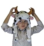 Winter Cow Animal Hat Balls Plushy Animal Cap Plush One Size for All Adults and Kids