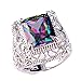 Psiroy 925 Sterling Silver Plated Simulated Rainbow Topaz Filigree Art Deco Statement Ring Size 6