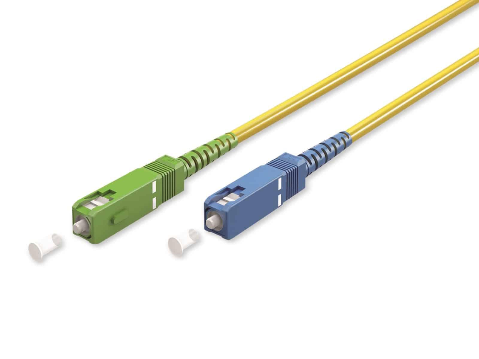 goobay 59659 Fibre Optic Cable (FTTH) / Singlemode (OS2) Simplex/SC APC (8°) Male to SC-UPC (8°) Male/Light Wave Cable / 2 m