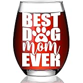 Ymzkpoa Funny Dog Mom Wine Glass Gifts for Women Dog Lovers,Best Doggy Mom Ever,Birthday,Christmas,Mothers Day Stemless Wine Glass Gifts for Her,Pet Lovers,Pet Parents -24
