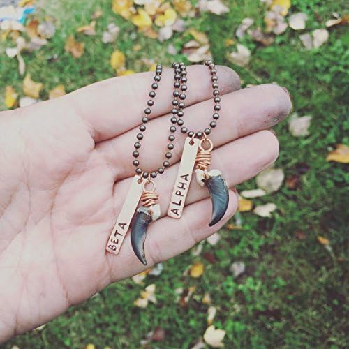 ALPHA and BETA Wolf necklace SET with wolf claw accent, teen wolf inspired