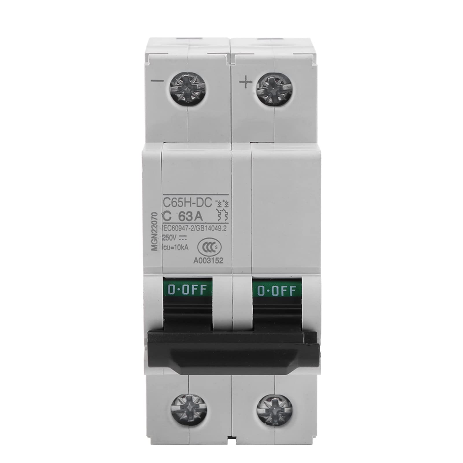 Hilitand DC 250V 2P Low-Voltage Miniature Air Circuit Breaker Solar DC Circuit Breakers Solar Energy Switch (63A)