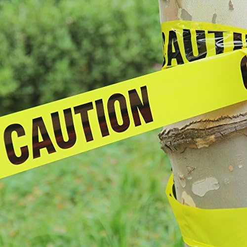 TopGreen Barricade Tape Yellow CAUTION Tape Warning Tape Extra Strong 2 Mil 3-Inch by 300-Feet Roll Non-Adhesive