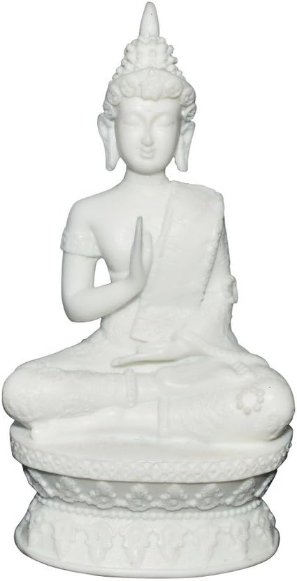 Karara Mujassme Handmade White Poly Marble Lord Buddha Statue Hindu God Lucky Home Decor Indian Gift