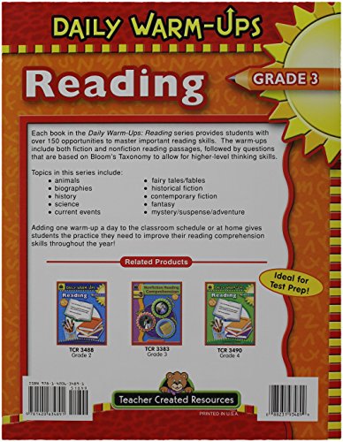 Teacher Created Resources 3489 Daily Warm-Ups Book, Reading, Grade 3