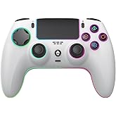 Wireless Controller Compatible with PS-5/Pro/PC/MAC/iOS/Android10/Steam Deck, Gamepad with 7 Colors RGB Lighting/Dual Vibration/Turbo/Programmable/Headset Jack/6 Axis Gyro Sensor/1500 mAh Battery