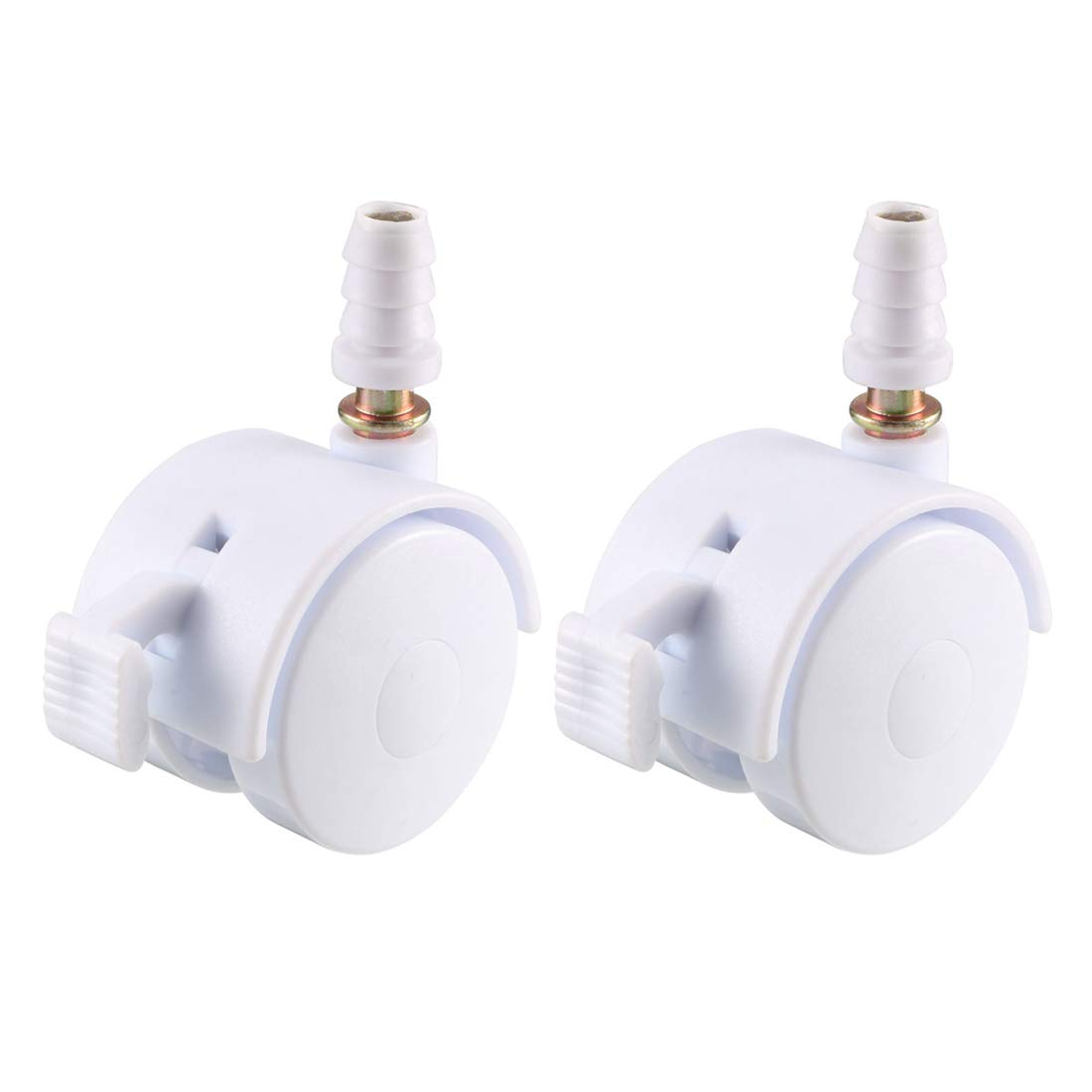 Sourcingmap 1.5 Inch Swivel Caster Wheels Grip Neck Stem Caster White Furniture Wheel w Brake and Mounting Socket, 2pcs
