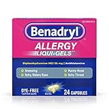 Benadryl Liqui-Gels Antihistamine Allergy Medicine & Cold Relief, Dye-Free Liquid Gels, 24 ct
