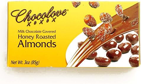 Chocolove Honey Roasted Almonds and Milk Chocolate 3 oz each (3 Items Per Order)