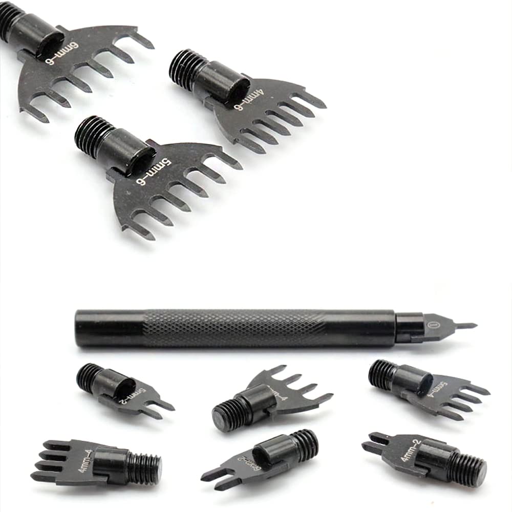 CENPEK 10Pcs 4/5/6mm Diamond Lacing Stitching Chisel Set Hole Punch Tool with Adjustable Handle