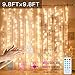 Curtain String Lights, Battery/USB Powered 200 LED Twinkle Light with Remote, Auto On/Off Setting & 8 Modes Fairy Lights for Indoor/Outdoor Bedroom Party Decor (Warm White 9.8 x 6.6Ft)