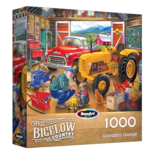 RoseArt - Bigelow Country - Grandpa's Garage - 1000 Piece Jigsaw Puzzle, Nostal…