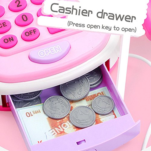 Qiyun Pretend Play Toys Kids Simulation Cash Register Calculator Cashier with Microphone and Sounds Pretend Play Toys - Thumbnail 6