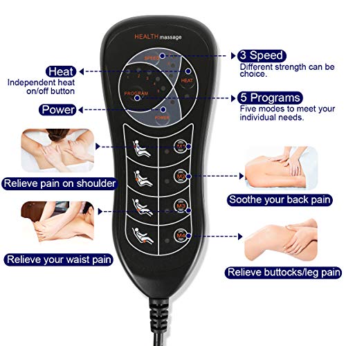 Relief Expert Back Car Seat Massager Cushion Chair Pad with Heat 10 Vibrating Motors for Office Auto Home