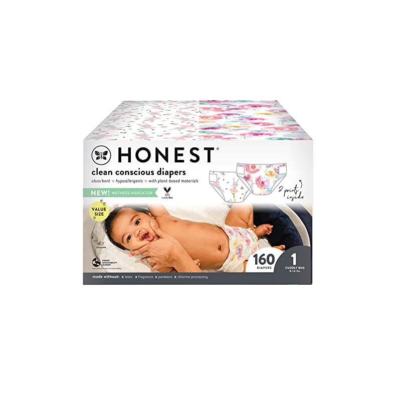 The Honest Company Clean Conscious Diapers | Plant-Based, Sustainable | Rose Blossom + Tutu Cute | Super Club Box, Size…
