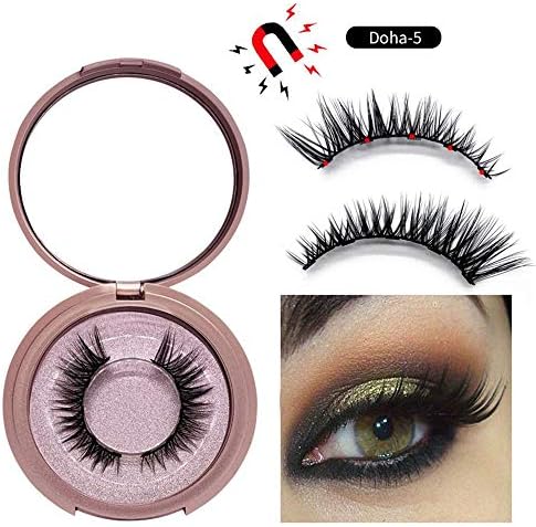 Yeldou False Eyelash Set, Magnetic False Eyelashes, Magnetic Eyeliner and Eyelash Tweezers, No Glue 5 Magnets Can Be Reusedï¼ŒNatural Soft Eyelash Extension
