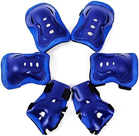 Webetop Kids 6pcs Sports Knee Elbow Wrist Protective Gear Set Adjustable PE+EVA Knee Pads Elbow Pads Wrist Guards for Skiiing Skating Cycling Bicyble Scooter,Suit for 3-12 Age Children,Blue