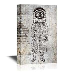 Canvas Wall Art - Amazement Astronaut. Vector Illustration - Gallery Wrap Modern Home Art | Ready to Hang - 12x18 inches