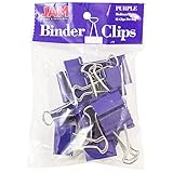 JAM Paper® Binder Clips - Medium (1 1/4 inch / 32 mm) - Purple - 15 Clips per Pack