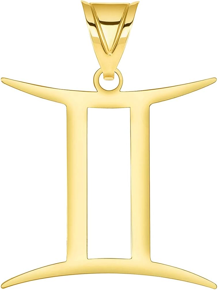 Solid 14k Yellow Gold Gemini Zodiac Symbol Pendant Jewelry