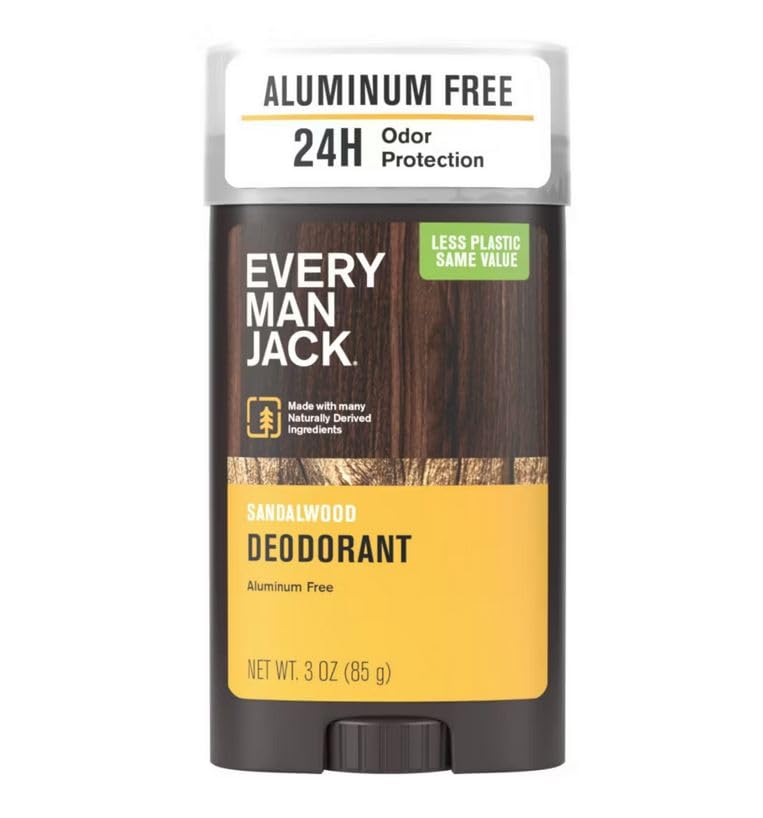 Every Man Jack 91300 Deodorant, Sandalwood, 3 Oz.