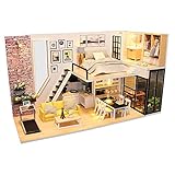 CUTEBEE Dollhouse Miniature with Furniture, DIY Dollhouse Kit Plus Dust Proof and Music Movement, 1:24 Scale Creative Room Idea(Happinese)