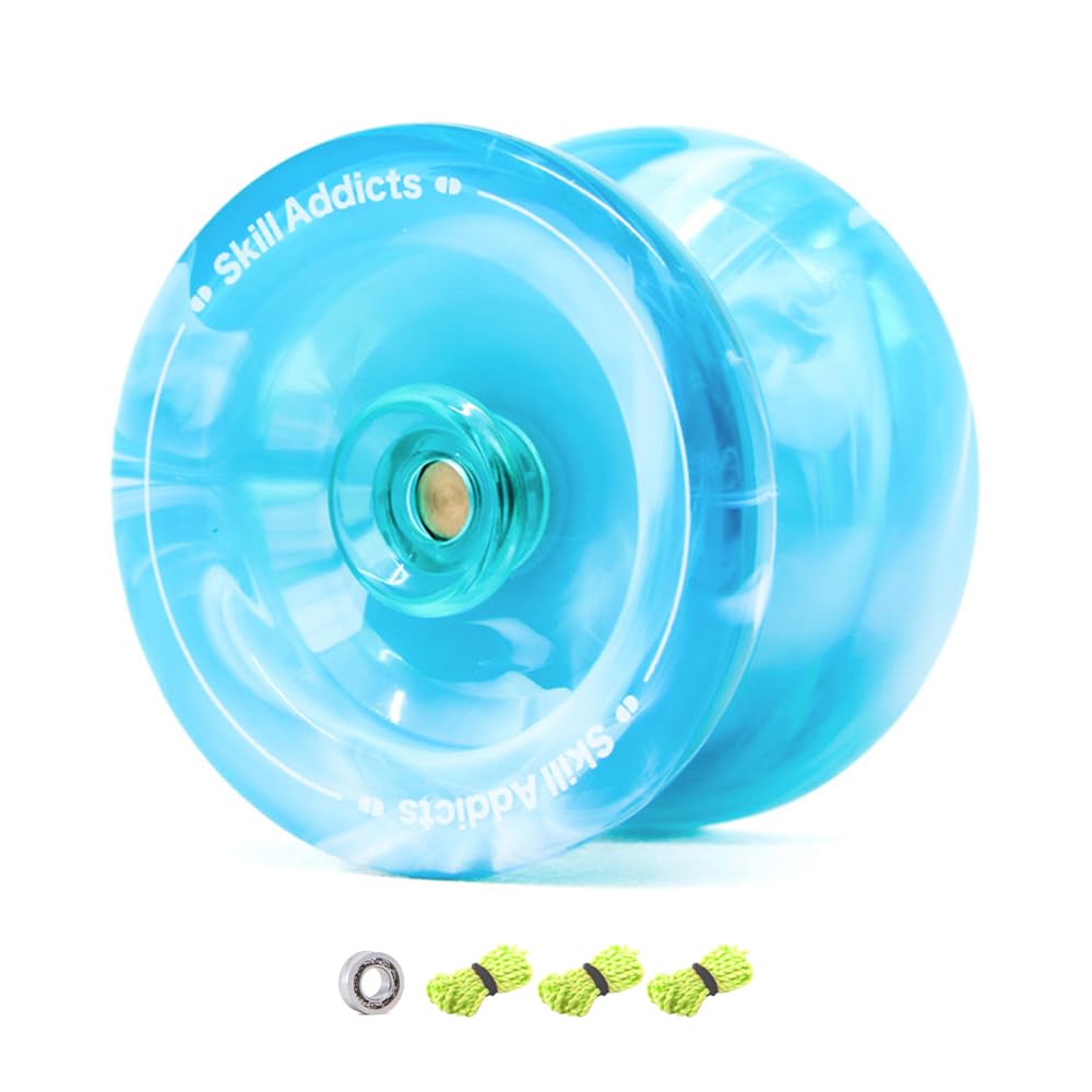 SkillAddicts Starter Yoyo - Professional Responsive Trick Yo Yo with Ball Bearing for Beginners, Kids and Adults, Includes Strings and SkillAddicts Yo-Yo App - Teal White
