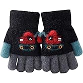 Kids Winter Gloves Toddler Warm Full Finger Knitted Mittens for Girls and Boys